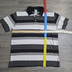 Patagonia Organic Cotton Polo Shirt Black White Stripe Mens Large‎